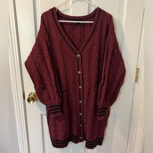 Eloquii Cardigan Sweater Dress With Stripe Detail